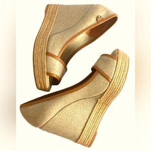 TORY BURCH MAJORCA LOGO WEDGES / SIZE 7